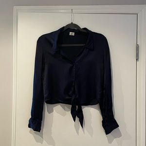 Wilfred tie-front blouse, XS, navy